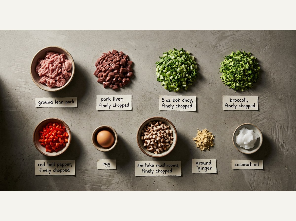 Ingredients for Pork & Vegetable Dog Food Recipe