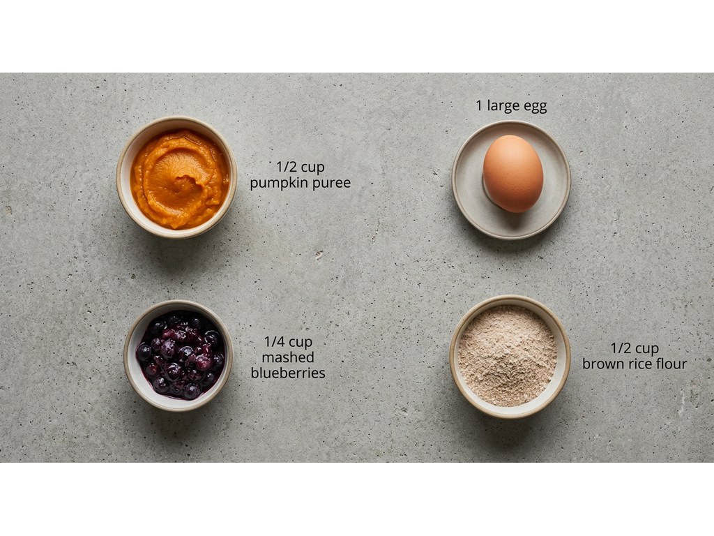Ingredients for Pumpkin Blueberry Dash Dog Treats