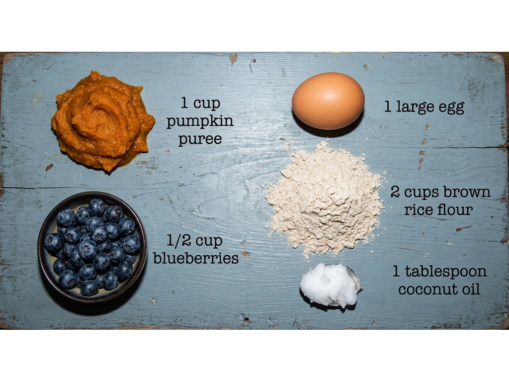 Ingredients for Pumpkin Blueberry Dog Treats