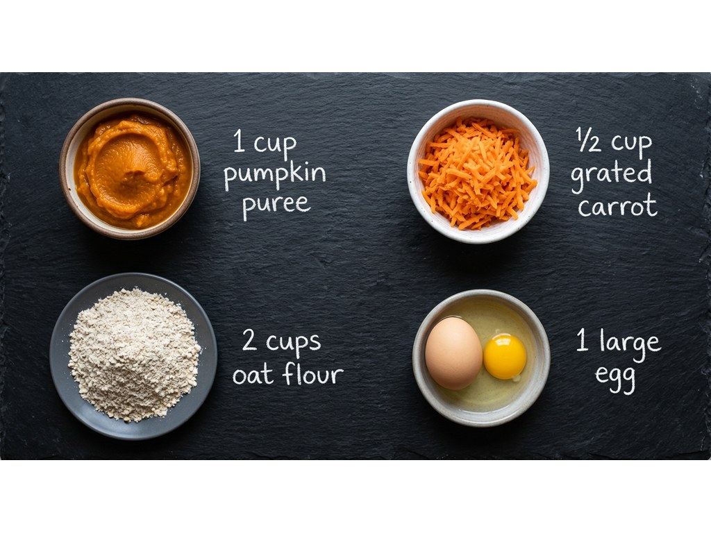 Ingredients for Pumpkin Carrot Dog Treats