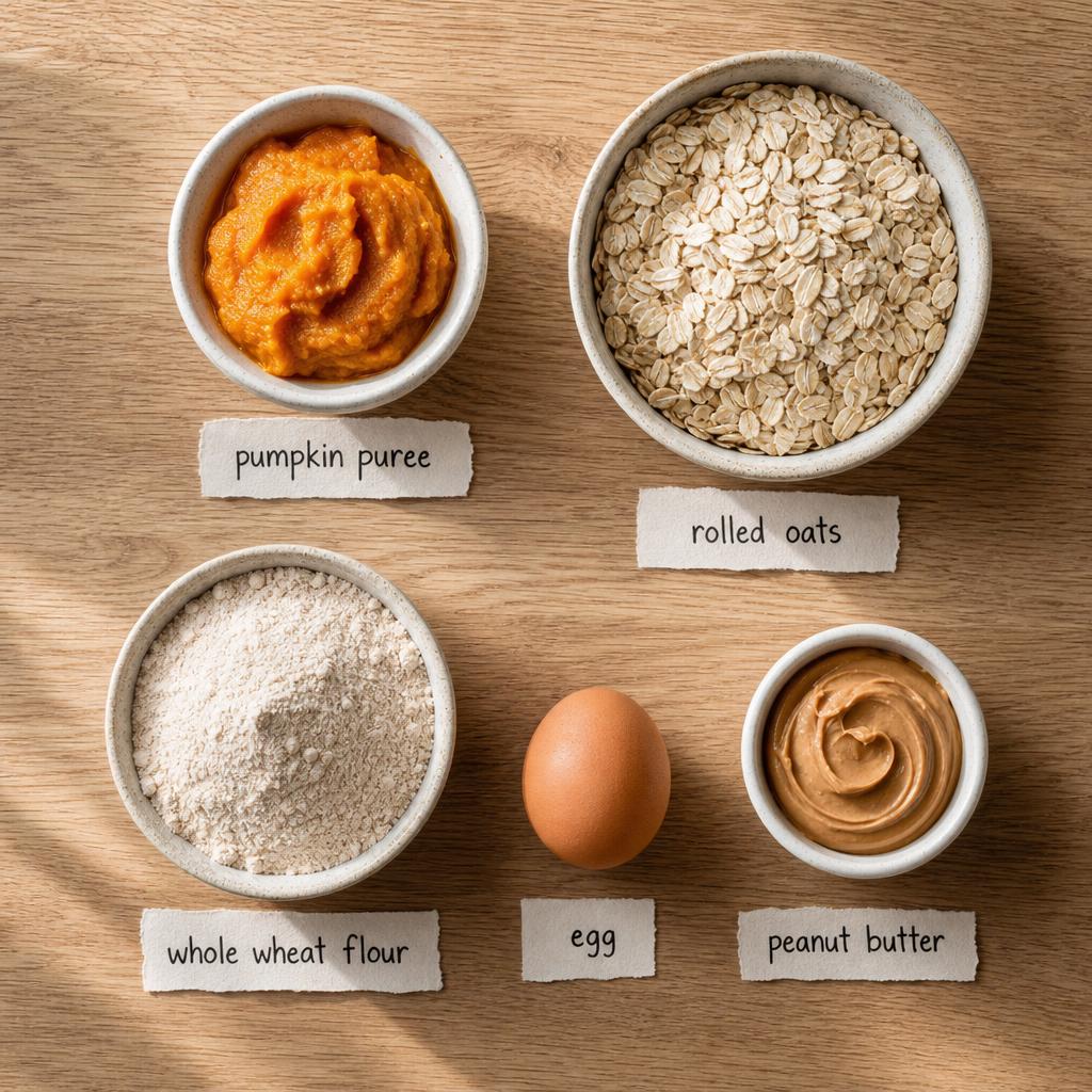 Ingredients for Pumpkin Oatmeal Dog Treats