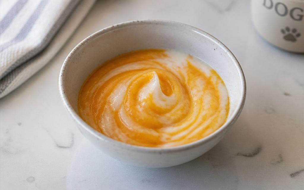Pumpkin & Yogurt Digestive Topper, homemade dog recipe