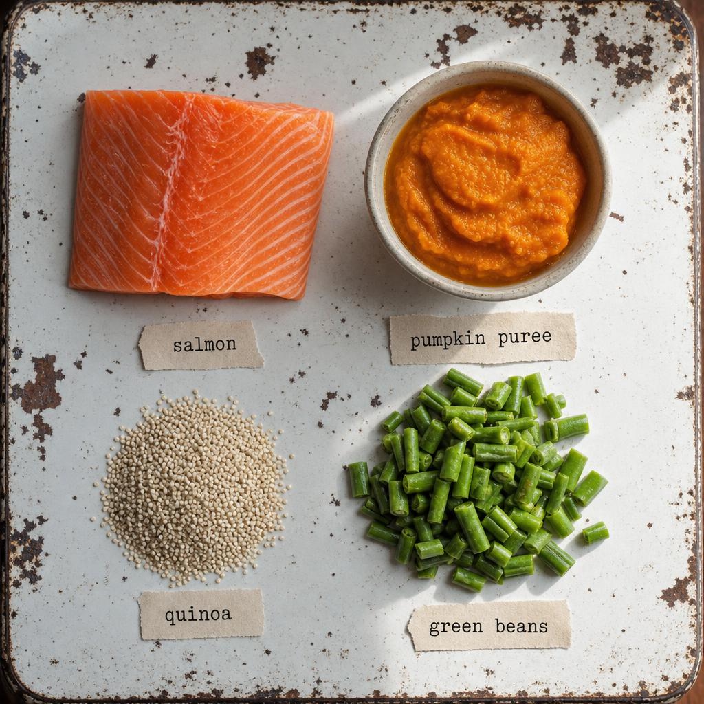 Ingredients for Salmon, Pumpkin & Quinoa Dog Food