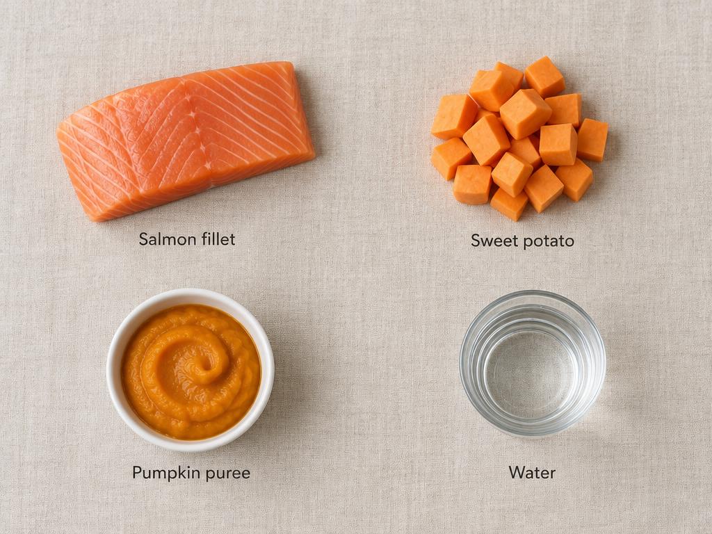 Ingredients for Salmon & Sweet Potato Cat Mash