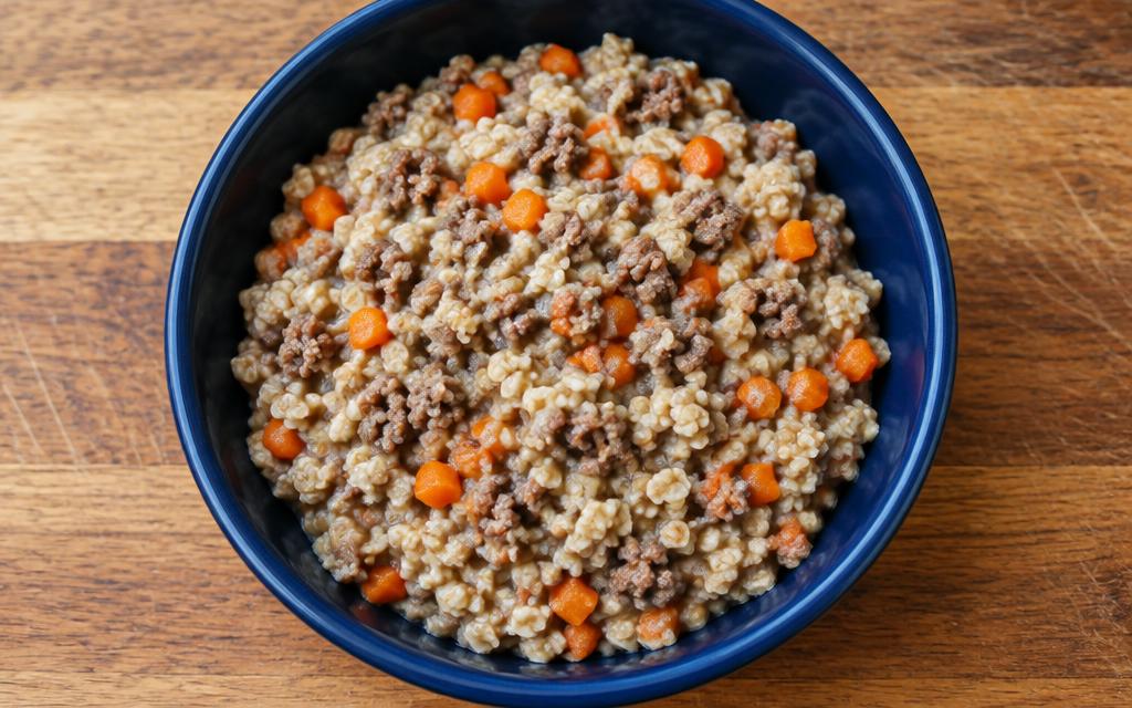 Senior Dog Beef & Oat Comfort Bowl, homemade dog recipe