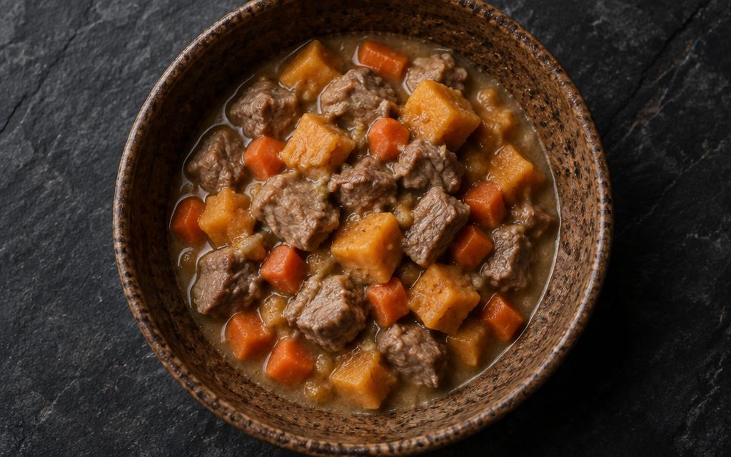 Senior Dog Lamb & Sweet Potato Stew, homemade dog recipe
