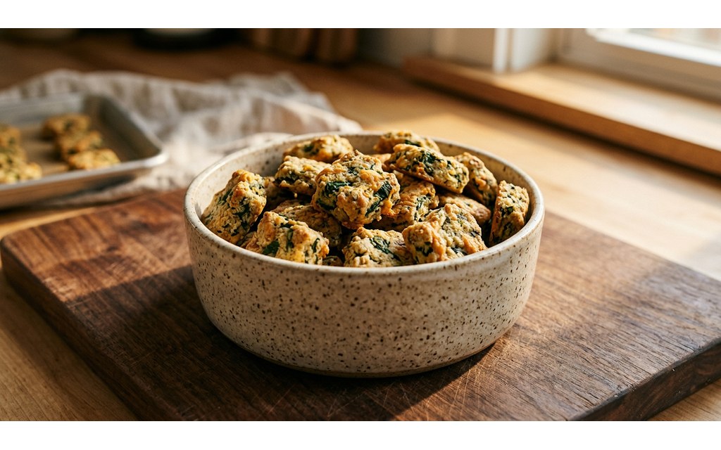 Spinach Cheese Dog Treats, homemade dog recipe