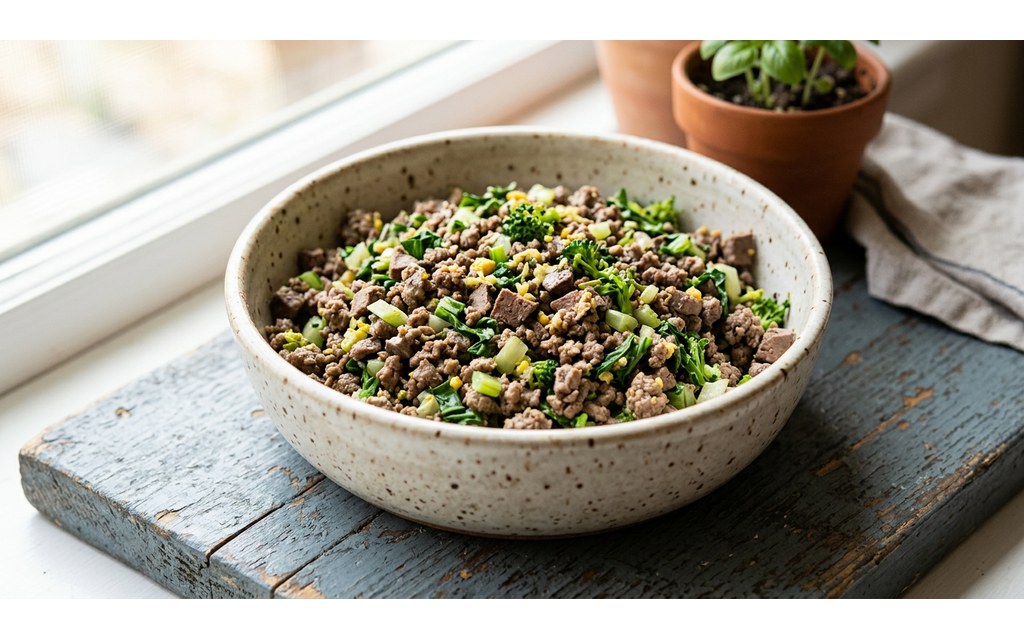 Stir Fry Ground Beef Recipe for Dogs, homemade dog recipe