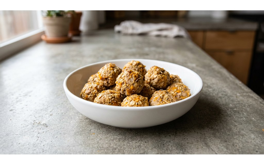 Turkey Pumpkin Meatballs for Dogs, homemade dog recipe
