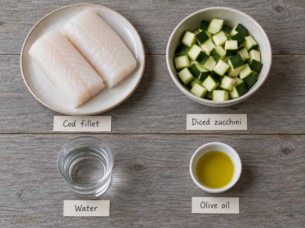 Ingredients for Zucchini & Cod Light Dog Dinner